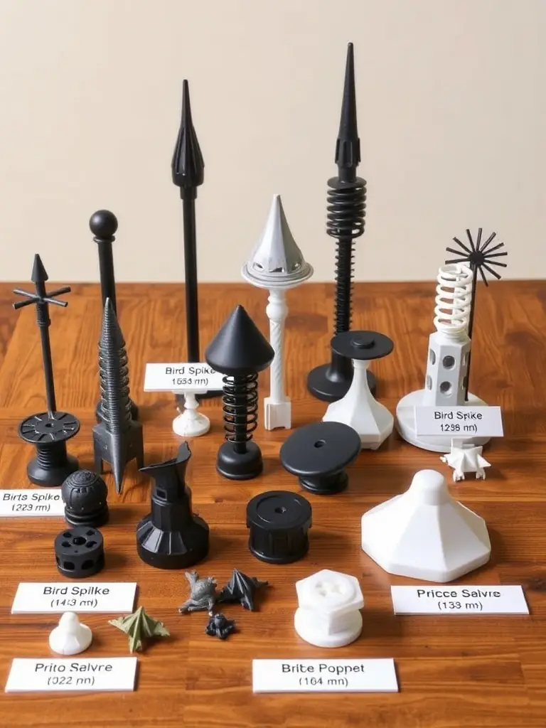 A variety of bird spikes displayed, highlighting the different sizes and configurations available to suit various applications in Ahmedabad and Gandhinagar.