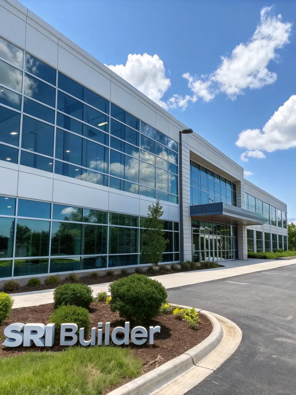 An invisible grill installed on a commercial building, providing security without compromising the building's aesthetic appeal, relevant for businesses in Gandhinagar.