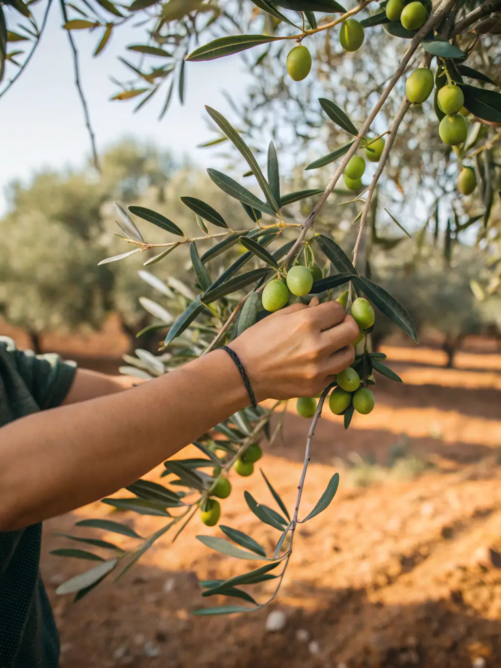 A high-quality image of an artificial olive tree with realistic-looking olives, placed in a stylish woven basket, highlighting its Mediterranean charm and the texture of its leaves, against a bright, minimalist wall.