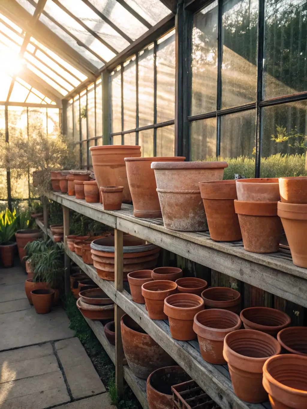 A collection of decorative garden pots in various shapes, sizes, and colors, arranged aesthetically to showcase their appeal for home and garden decor.
