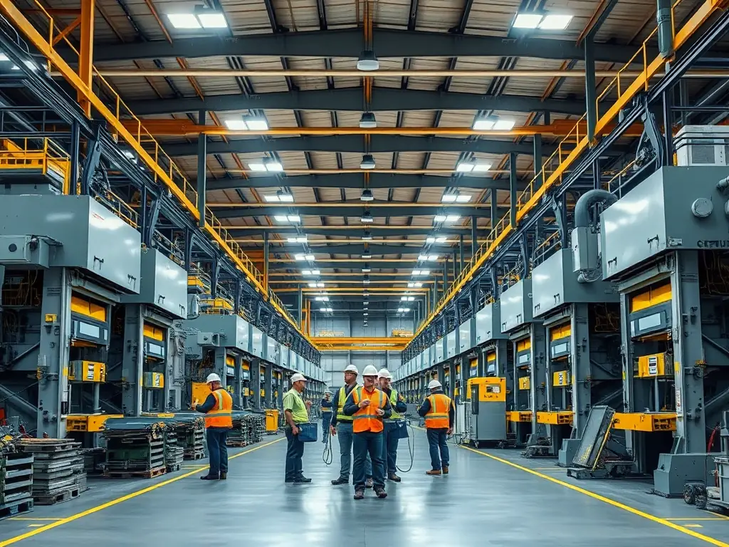 A factory setting with machinery, emphasizing the need for stringent pest control measures to maintain hygiene and prevent contamination of products.