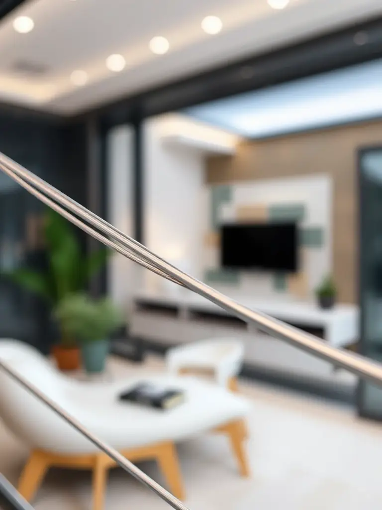 A modern stainless steel wire rope invisible grill installed on a high-rise apartment balcony, providing a discreet and effective bird barrier without obstructing the view.