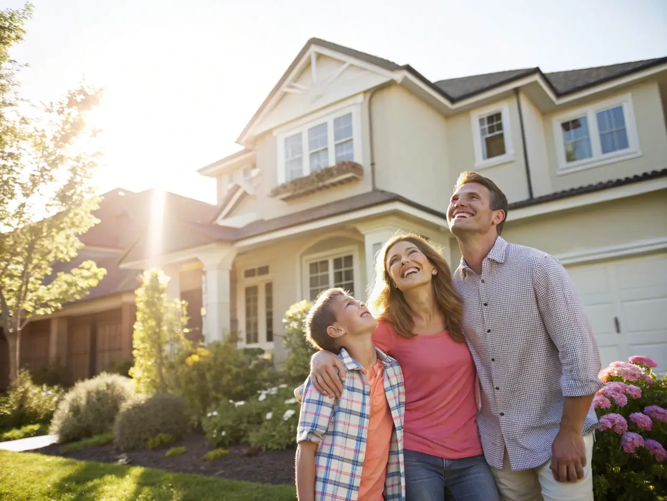 A homeowner looking relieved and happy, standing in front of their house, symbolizing the peace of mind gained from pre-construction termite treatment.