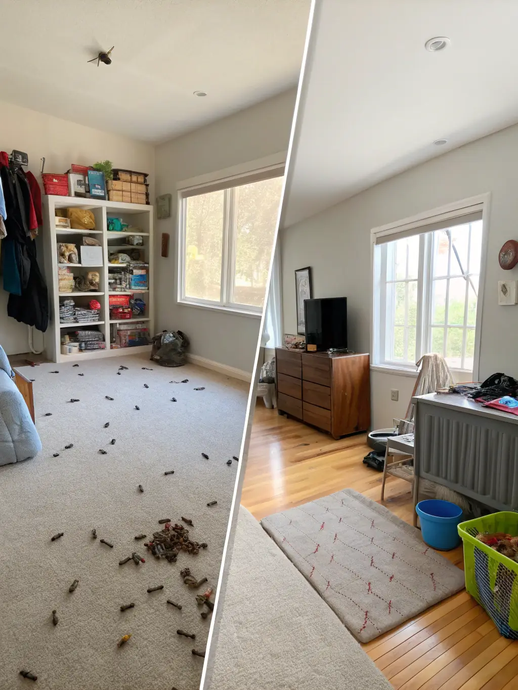 A before-and-after photo showcasing a home or business that was heavily infested with pests and then completely cleared after Span Shield's treatment, highlighting the long-lasting results.