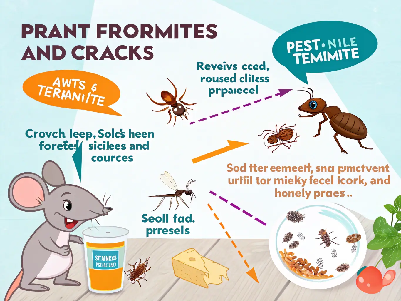 A collage showing common household pests—termites, cockroaches, and rodents—crossed out with a red line, set against a clean, pest-free home background, illustrating comprehensive pest protection.